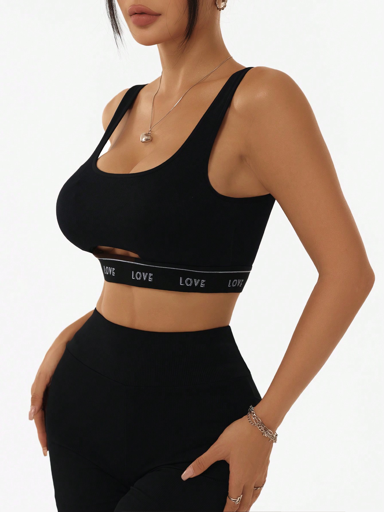Women Ribbed U Neck Sports Bra - Tank Top Ribbed ulasan dan harga