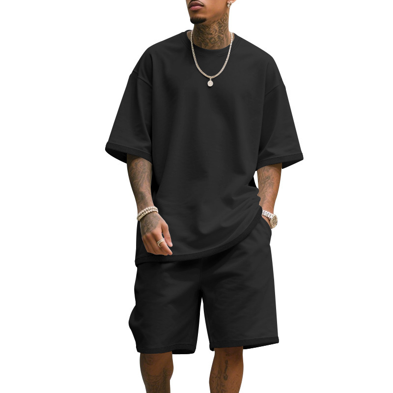 Men's Casual Two Piece Set Sum - T Shirt Tight Fit ulasan dan harga