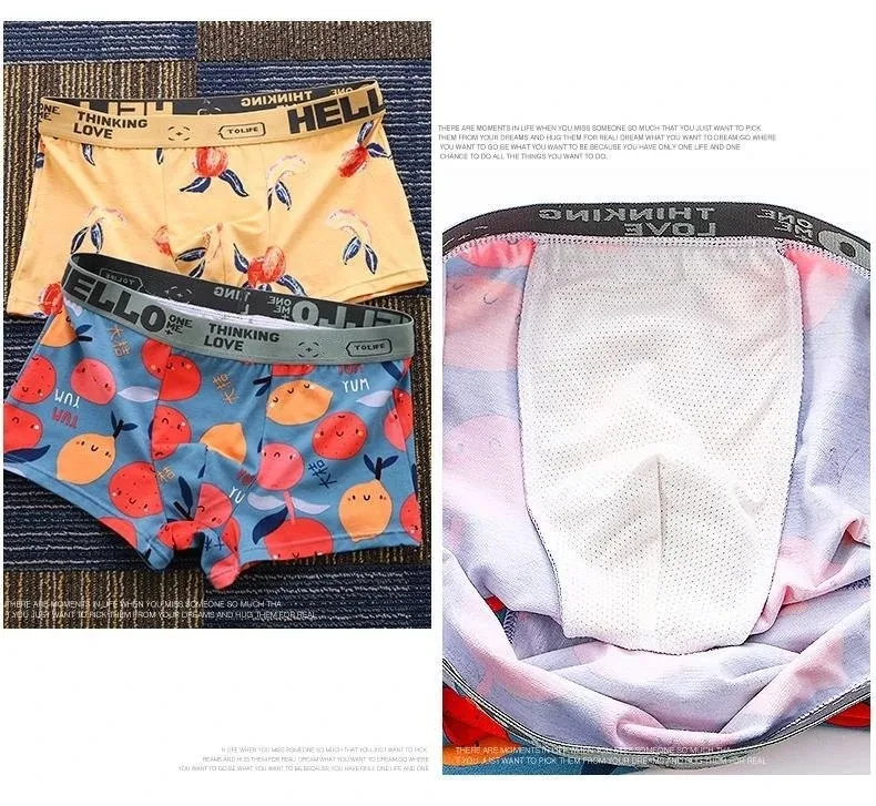 1/2/4 PCS Men's Printed Sports - Boxer Brief Pack Cotton ulasan dan harga