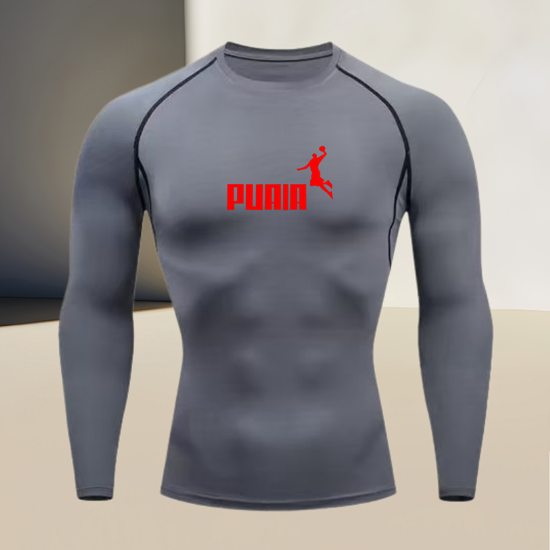Men's long sleeved round neck  - T Shirt Tight Fit ulasan dan harga